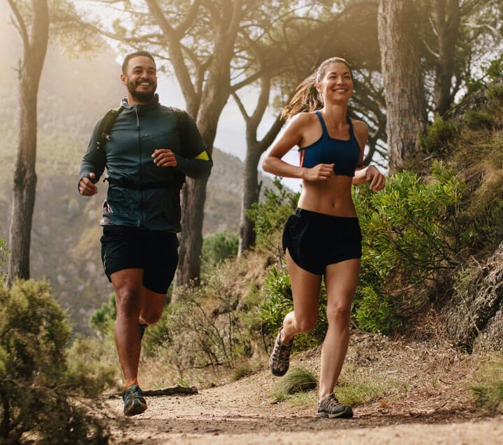 Runners training for a race on trails